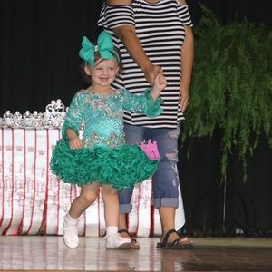 Chris Carpenter custom green cupcake pageant dress